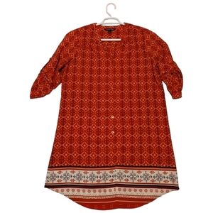 41 Hawthorn Cristen Shirt Dress Dandana Print Roll Tab Sleeve‎ Loose Fit